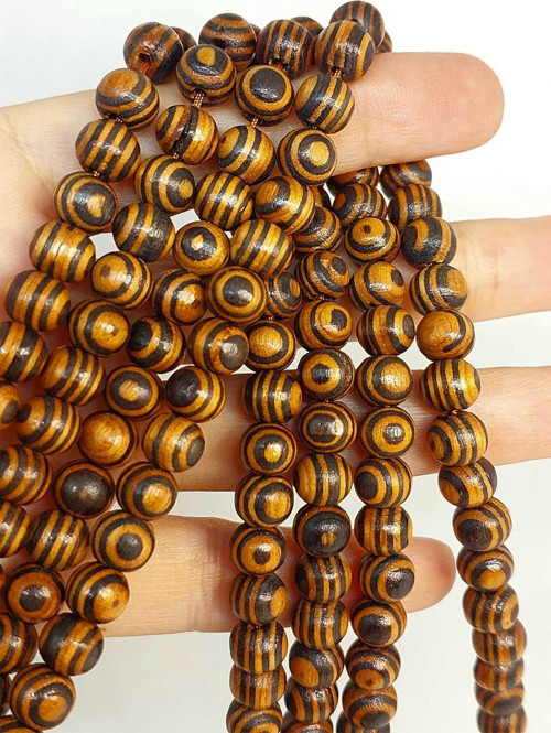 Bileklik Boy Desenli Ahşap Yarım Dizi 8mm (49580) (18CM UZUNLUĞUNDADIR)
