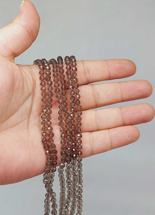Bileklik Boy Dumanlı Kuvars Taşı Yarım Dizi 4mm (51248) (18CM UZUNLUĞUNDADIR)
