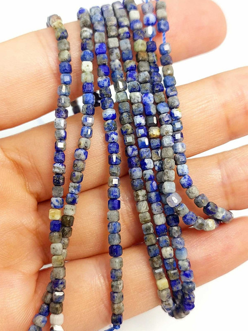 Bileklik Boy Lapis Taşı Küp Şekilli Dizi 2mm (45308) Yarım Dizi (17CM UZUNLUĞUNDADIR)
