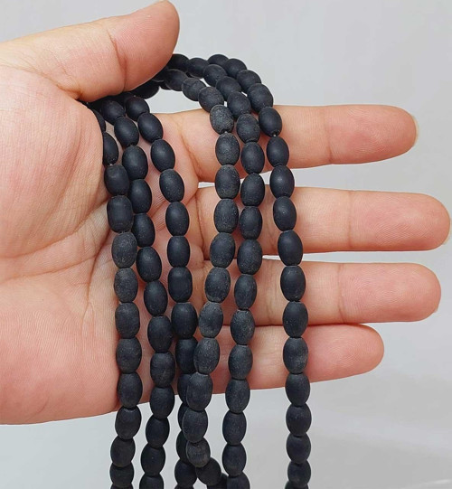Bileklik Boy Onix Taşı Arpa Kesim Yarım Dizi 6*8.5mm (49968) (18CM UZUNLUĞUNDADIR)