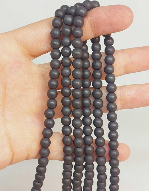 Bileklik Boy Hematit Taşı Yarım Dizi 6mm (48122) (18CM UZUNLUĞUNDADIR)