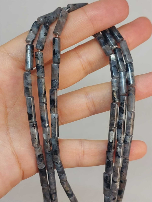 Bileklik Boy Spekrolit Taşı Silindir Kesim 4x12.5mm Yarım Dizi (49368) (18CM UZUNLUĞUNDADIR)
