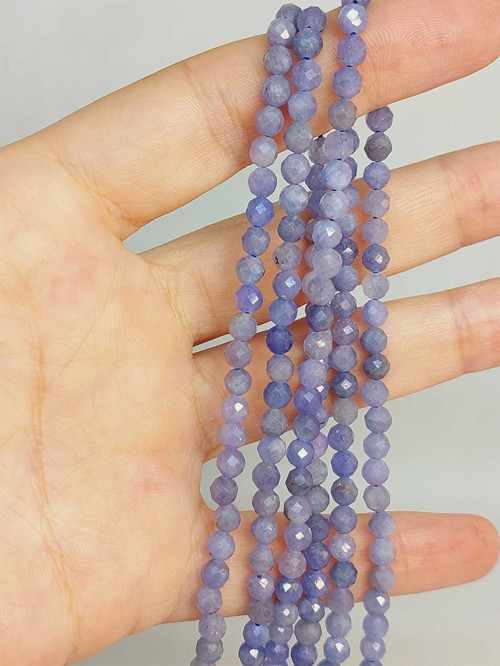 Bileklik Boy Tanzanit Taşı Faset Kesim Yarım Dizi 4mm (18CM UZUNLUĞUNDADIR)