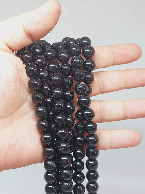 Bileklik Boy Turmalin Taşı Yarım Dizi 9.5mm (51422) (18CM UZUNLUĞUNDADIR)