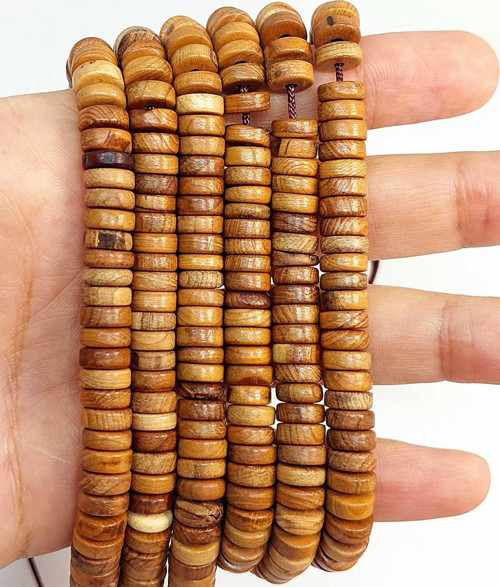 Bileklik Boy Ud Ağacı Ahşap Yarım Dizi Rondela Kesim 7.5*2.5mm (45294) (18CM UZUNLUĞUNDADIR)
