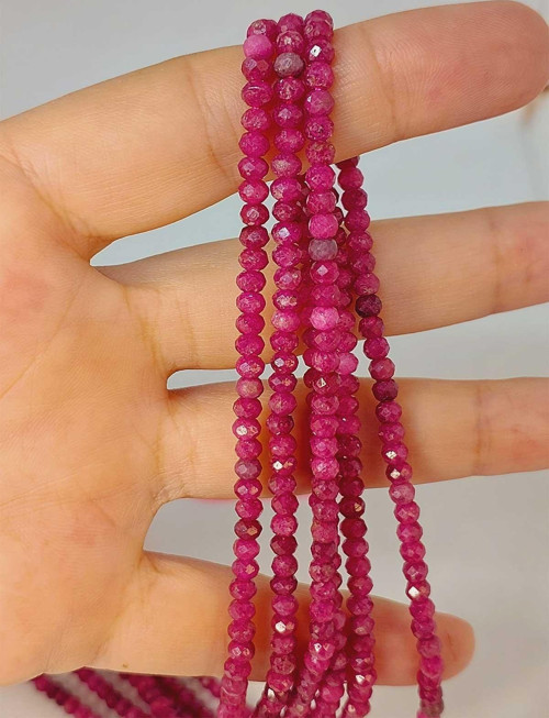 Bileklik Boy Yakut Taşı Rondela Faset Kesim Dizi 2.5*3.5mm (45940) Yarım Dizi (17CM UZUNLUĞUNDADIR)
