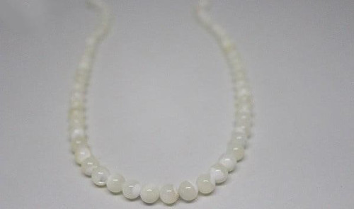 Sedef Taşı Yarım Dizi 8mm (BEYAZ) (18CM UZUNLUĞUNDADIR)