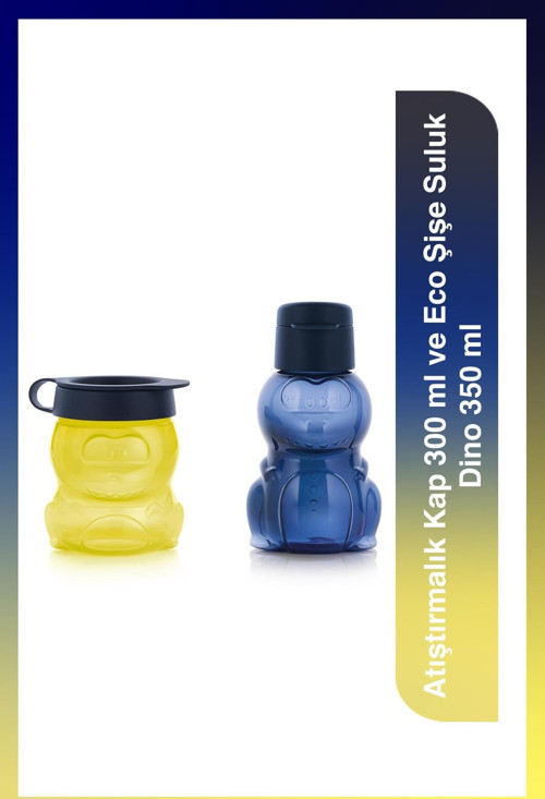 Atıştırmalık Kap 300 ml ve Eco Şişe Suluk Dino 350 ml