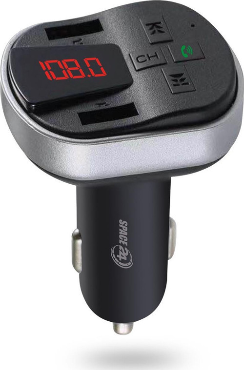Space24 SP121 Bluetooth Dahili Mikrofon USB AUX TF Kart Çakmaklık Girişli FM Transmitter Siyah