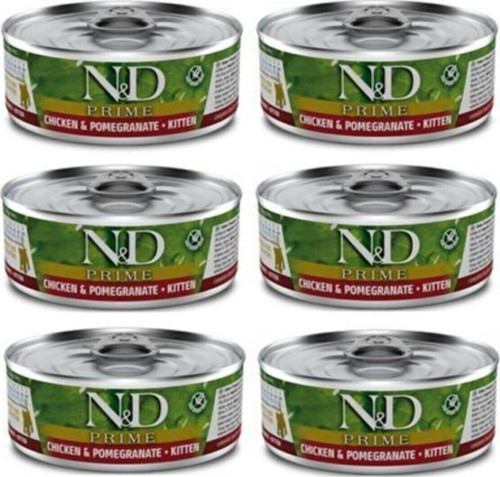 6 Adet Tahılsız Kitten Tavuklu Ve Narlı Konserve Yavru Kedi Maması 6x80 Gr