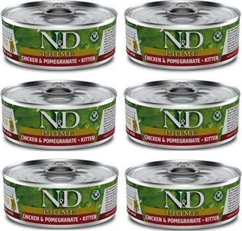 12 Adet Tahılsız Kitten Tavuklu ve Narlı Konserve Yavru Kedi Maması 12 x80 gr