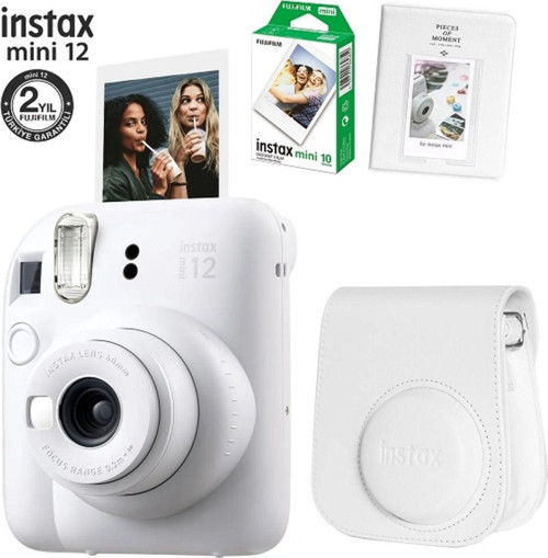 Mini 12 Beyaz Fotoğraf Makinesi 10Lu Film Ve Pvc Albümlü Çantalı Seti 2
