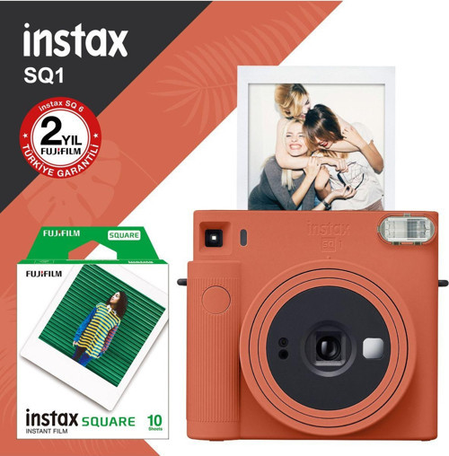 Sq1 Terracotta Turuncu Fotoğraf Makinesi Ve 10'lu Kare Film