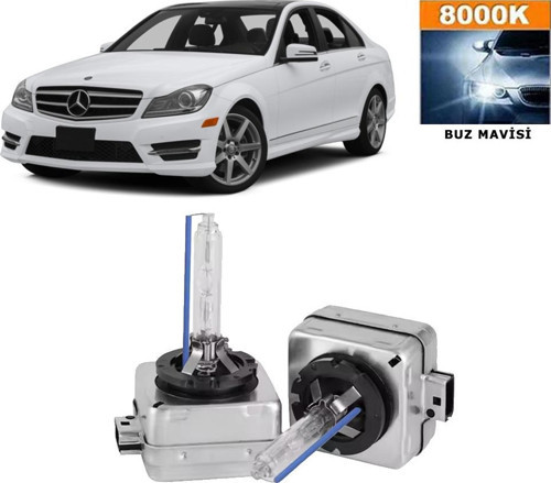 Mercedes C Serisi W204 2007-2014 Xenon D1S / D1R 8000K Buz Mavisi HID Xenon Ampul 2 Adet