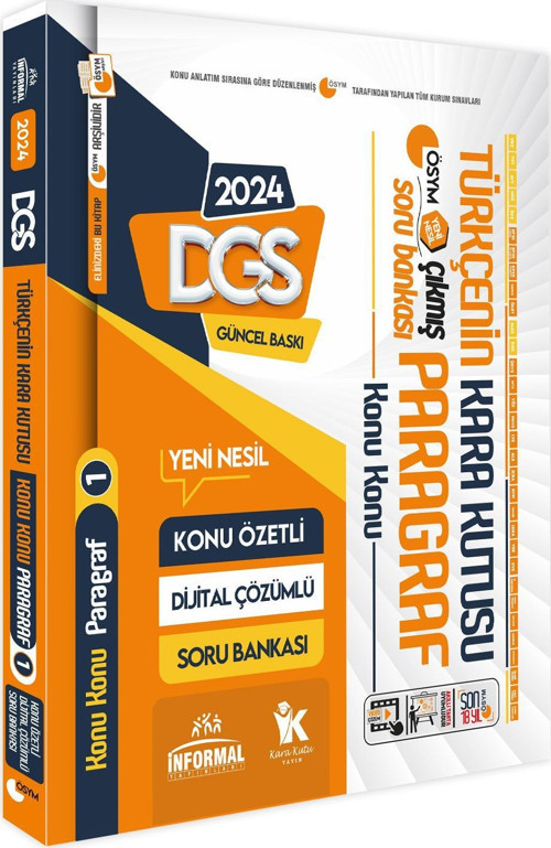 DGS Türkçenin Kara Kutusu KONU KONU PARAGRAF 1 Konu Özetli D.Çözümlü ÖSYM Çıkmış Soru Bankası