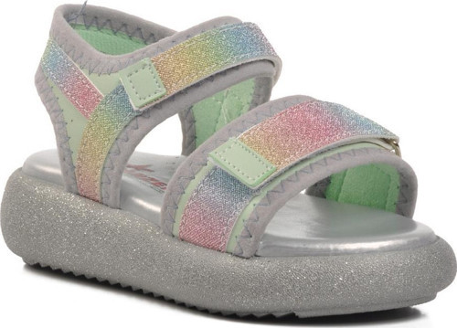 24-402-F Yeşil-Gökkuşağı Kız Çocuk Sandalet