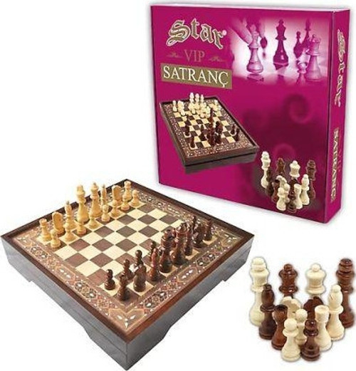 Star VIP Ceviz Ahşap Satranç Takımı Şah Boyu 77mm Küçük Boy Vip Satranç