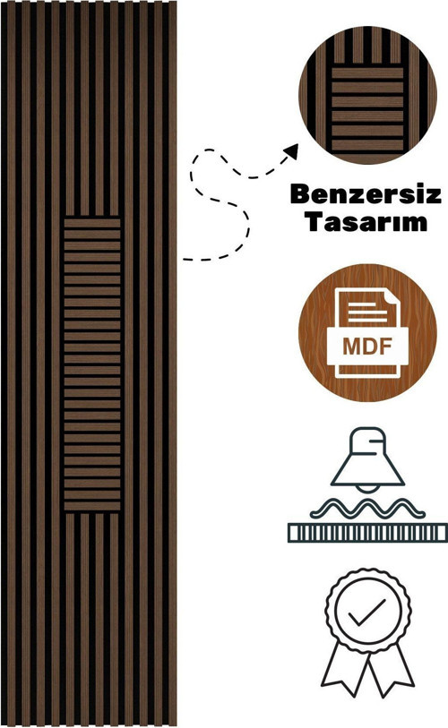 Akustik Duvar Paneli Plus MDF Duvar Paneli Akupanel Ses Yalıtım & Dekor Akupanel Kahverengi