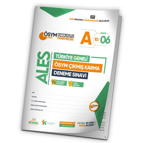 2024 ALES ÖSYM Arşivi Karma Kara Kutu Çıkmış Soru Türkiye Geneli D. Çözümlü Deneme 10/6.Kitapçık