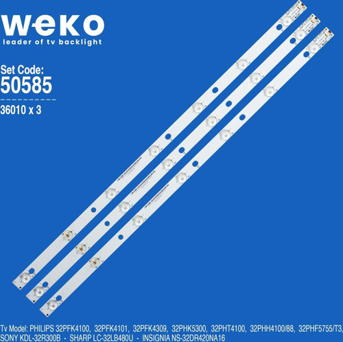 WKSET-5585 36010X3 GJ-2K15 D2P5-315 D307-V1.1/17.8MM 3 ADET LED BAR 6V