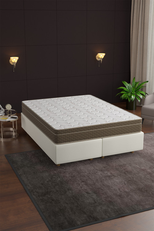 Yatak, Flora (21cm) Full Ortopedik Lux Bamboo Yaylı Yatak, Çift Taraflı Kullanım, Yüksek Kalite 150x200 cm