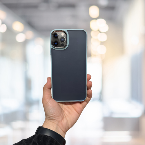 İphone 12 Pro Arkasi Buzlu Şeffaf Hassas Düğme Kamera Çikintili Sert Mat Perfect Turkuaz
