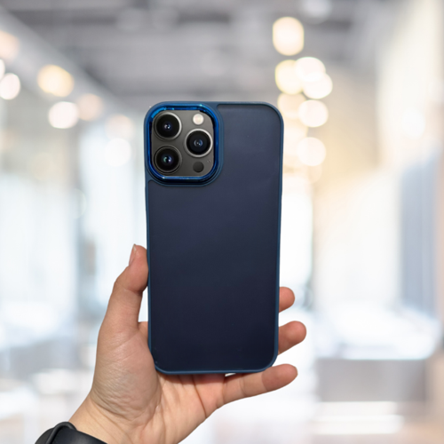 İphone 12 Pro Max Arkasi Buzlu Şeffaf Hassas Düğme Kamera Çikintili Sert Mat Perfect Laci̇vert