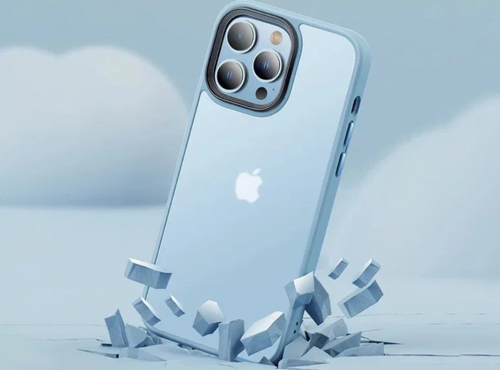 İphone 12 Pro Yanlari Renkli̇ Si̇li̇kon Parlak Arka Yüzeyli̇ Ti̇ger Hi̇bri̇t Kapak Mavi̇