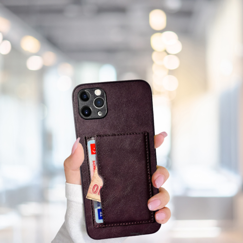 İphone 11 Pro Max Kartlikli Standli Glase Lüx Deri̇ Kilif Mor