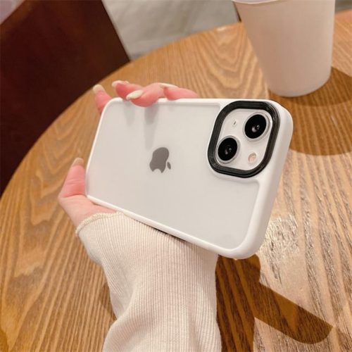 İphone 13 Pro Max Yanlari Renkli̇ Si̇li̇kon Parlak Arka Yüzeyli̇ Ti̇ger Hi̇bri̇t Kapak Beyaz