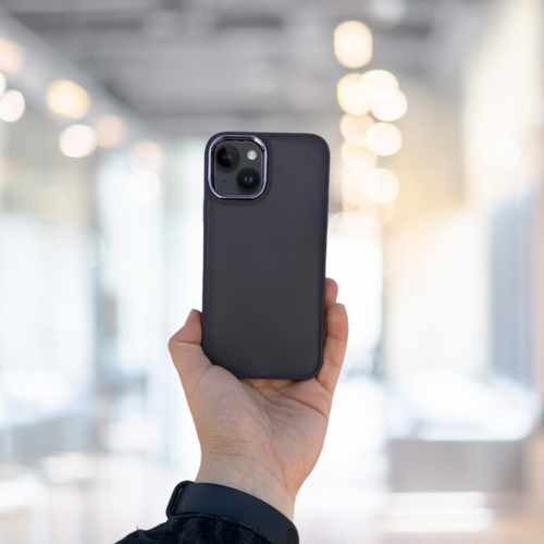 İphone 14 Arkasi Buzlu Şeffaf Hassas Düğme Kamera Çikintili Sert Mat Perfect Mor
