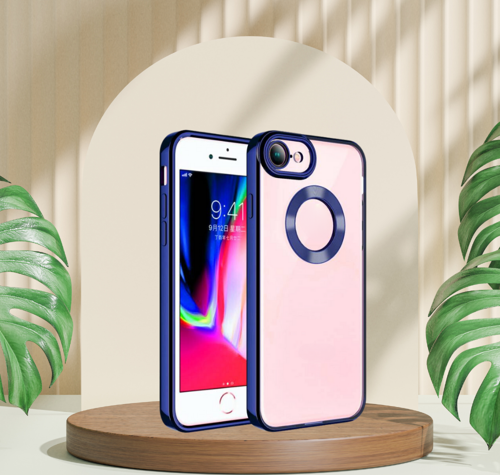 İphone 7 / 8 Uyumlu Yanlari Renkli̇ Lens Korumali Logo Gösteren Mega Kilif Laci̇vert