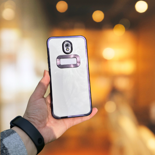 Samsung J7 Pro Yanlari Renkli̇ Lens Korumali Logo Gösteren Mega Kilif Mor
