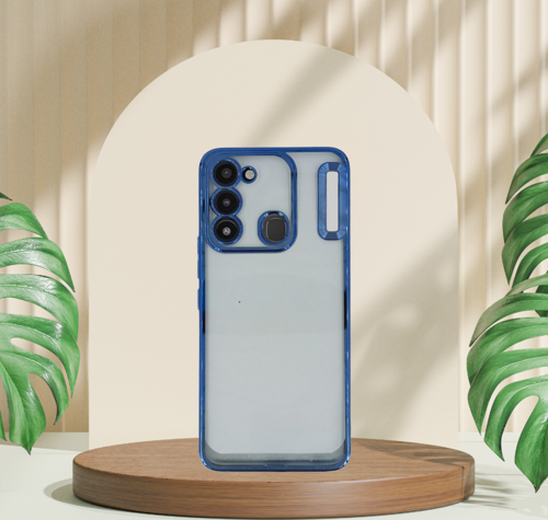 Tecno Spark 8C Yanlari Renkli̇ Lens Korumali Logo Gösteren Mega Kilif Laci̇vert