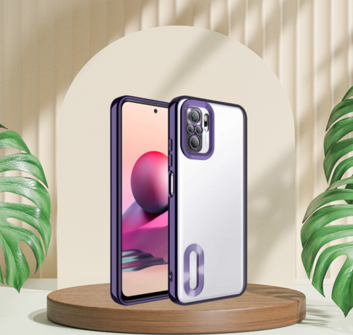 Xi̇aomi̇ Redmi̇ Note 10 Yanlari Renkli̇ Lens Korumali Logo Gösteren Mega Kilif Mor