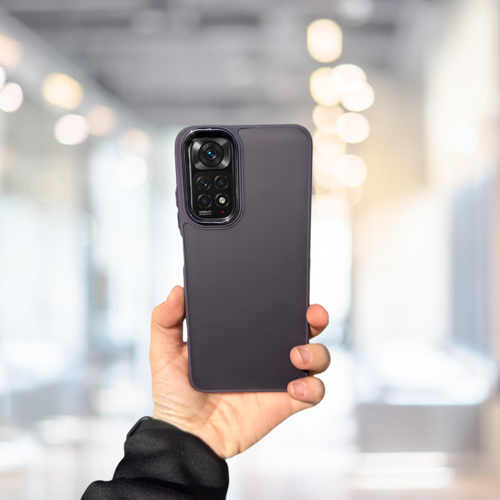 Xi̇aomi̇ Redmi̇ Note 11 Pro Arkasi Buzlu Şeffaf Hassas Düğme Kamera Çikintili Sert Mat Perfect Mor