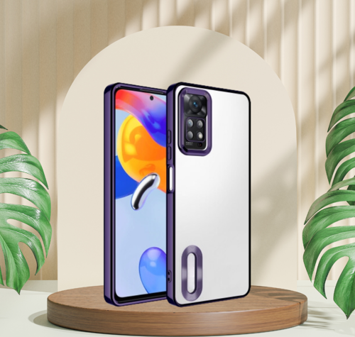 Xi̇aomi̇ Redmi̇ Note 11 Pro Yanlari Renkli̇ Lens Korumali Logo Gösteren Mega Kilif Mor