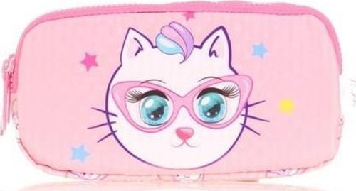 Kids 3 Bölmeli Kalem Çantası Toys Cat Pembe L8157