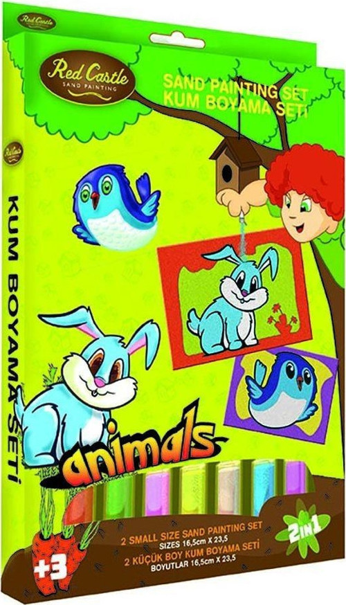 Eğitici ve Eğlenceli Kum Boyama Seti-Red Castle Animals Tavşan & Kuş DS-201
