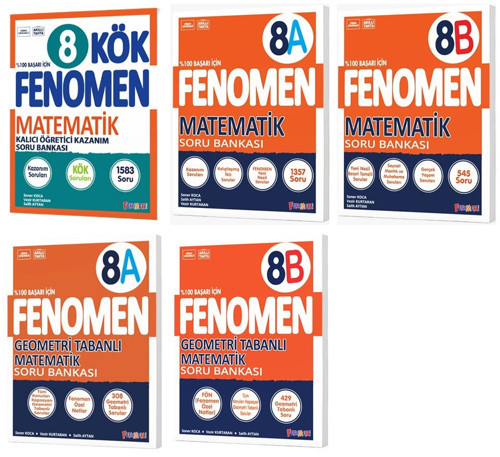 Fenomen Okul 2025 8. Sınıf Matematik Kök + A + B Soru Bankası + Geometri Seti 5 Kitap