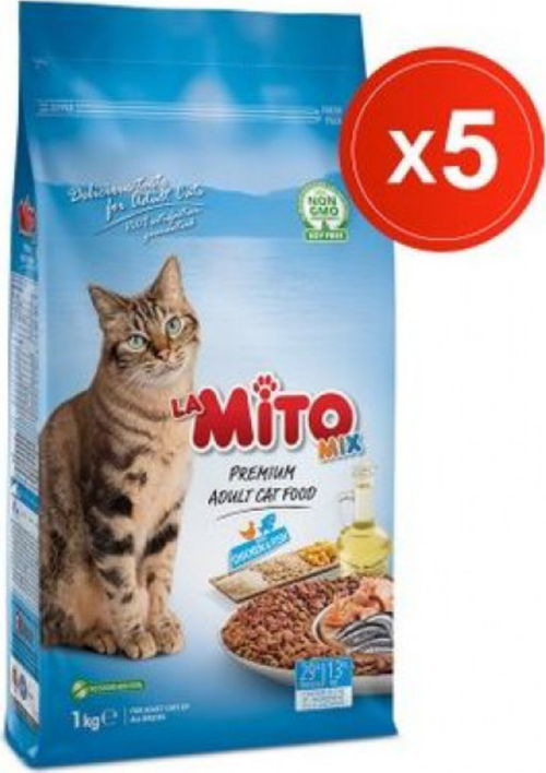 Mix 5 x 1 Kg Yetişkin Adult Kedi Maması Kapalı Paket
