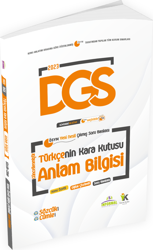 DGS Türkçenin Kara Kutusu ANLAM BİLGİSİ (Sözcük-Cümle)Dijital Çözümlü Konu Özetli Soru Bankası