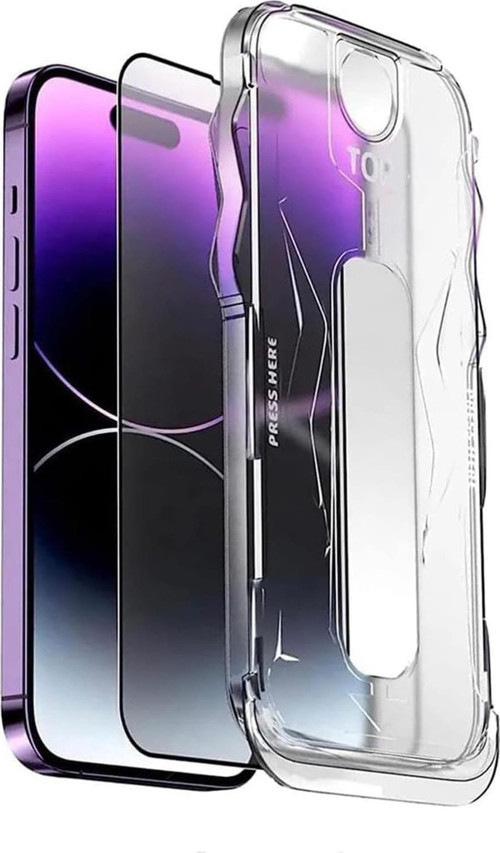 iPhone 11 Uyumlu Tam Kaplayan Siyah Çerçeveli Magic Ekran Koruyucu Cam Kolay Uygulama Aparatlı