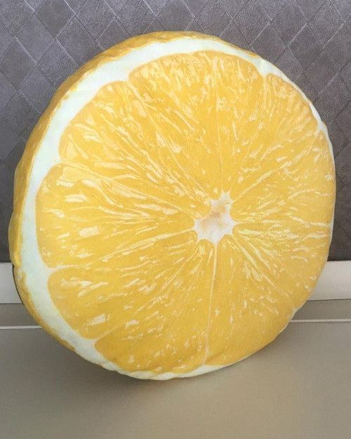 Sarı Limon Desenli Dekoratif Çok Amaçlı Yer Bahçe Balkon Kamp Minderi Çapı 65 cm