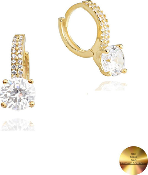 18k Serie Oro Zirkon Taşı Halka Kadın Gümüş Küpe Stylish Night 7 MM
