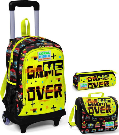 Game Over Erkek Çocuk Çekçek Çanta Seti - Işıklı Tekerlekler
