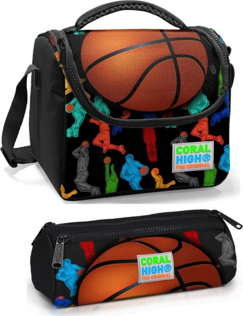 Erkek Çocuk Siyah Turuncu Basketbol Beslenme Çantası Seti