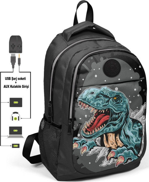 Coral High Kids Dinazorlu İlk ve Ortaokul Sırt Çantası - USB ve AUX Çıkışlı