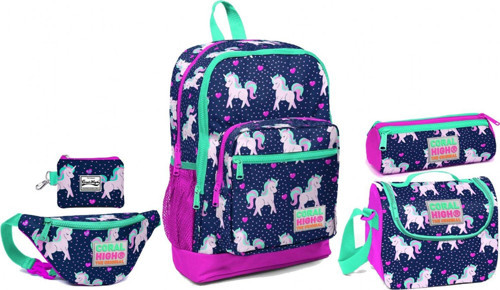 Pembe Unicorn Desenli Okul ve Günlük Çanta Seti - Kız Çocuk