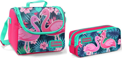 Coral High Beslenme Çantası ve Kalemlik Takım - Flamingo - Kız Çocuk